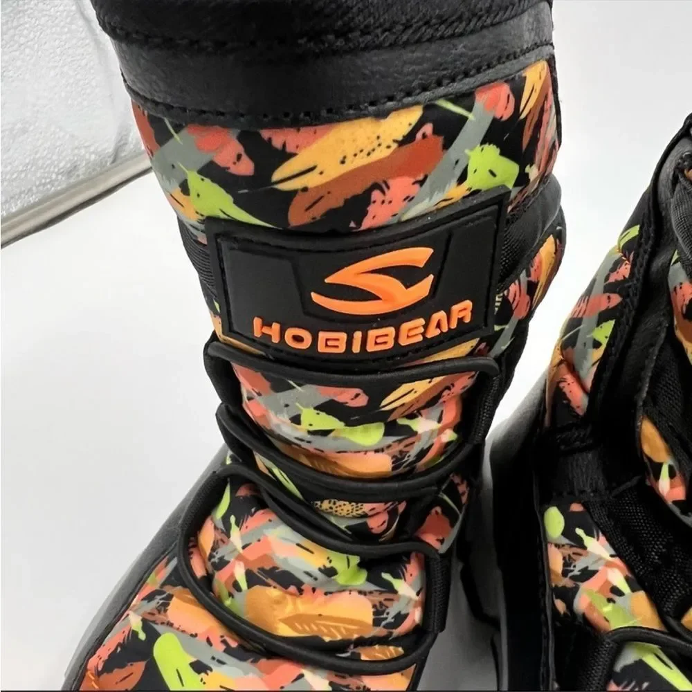 Hobibear Black & Orange Kids Waterproof Boots size 2